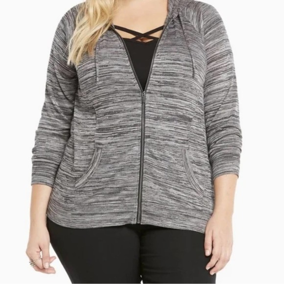 torrid Tops - Torrid Gray Heathered Zip-Up Hoodie size 4x